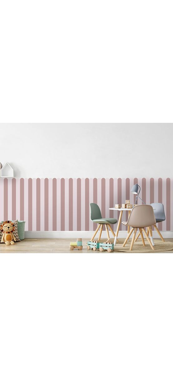 Autocolant de perete în două culori pentru camera copiilor, Folina, model în dungi roz, rolă de 60x130 cm