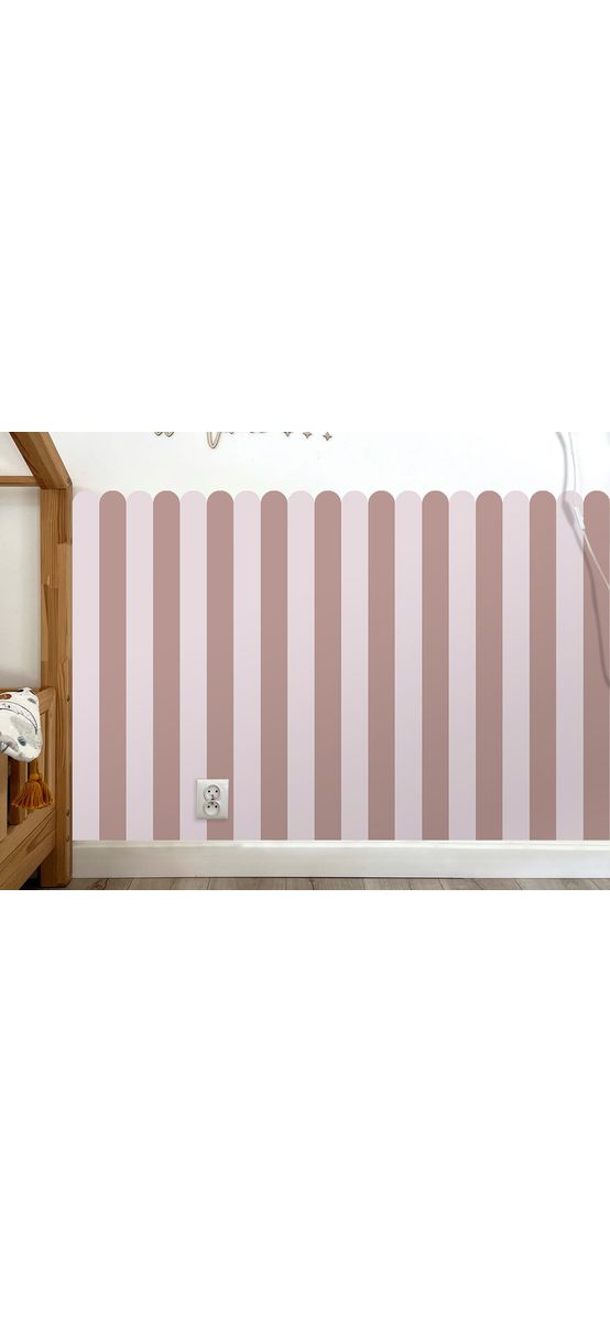 Autocolant de perete în două culori pentru camera copiilor, Folina, model în dungi roz, rolă de 60x130 cm