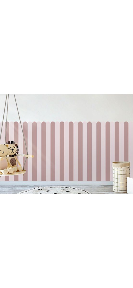 Autocolant de perete în două culori pentru camera copiilor, Folina, model în dungi roz, rolă de 60x130 cm