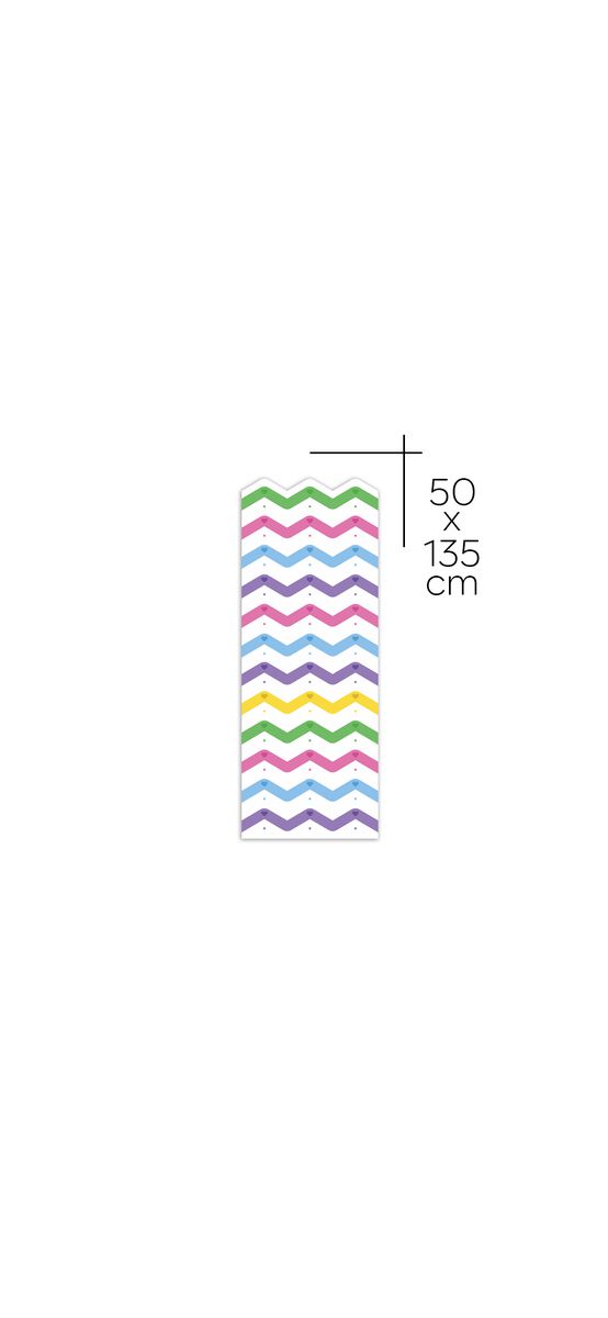 Autocolant de perete multicolor pentru camera copiilor, Folina, model în zig-zag, rolă de 50x130 cm