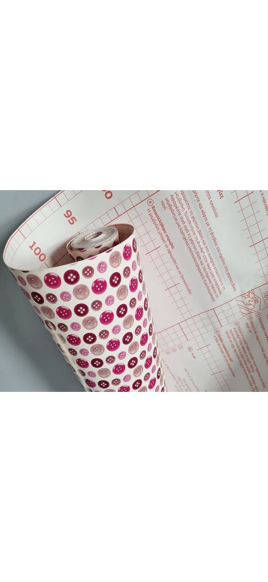 Autocolant mobilă decorativ Bell, d-c-fix, imprimeu cu nasturi roz, rolă de 45cm x 5 metri