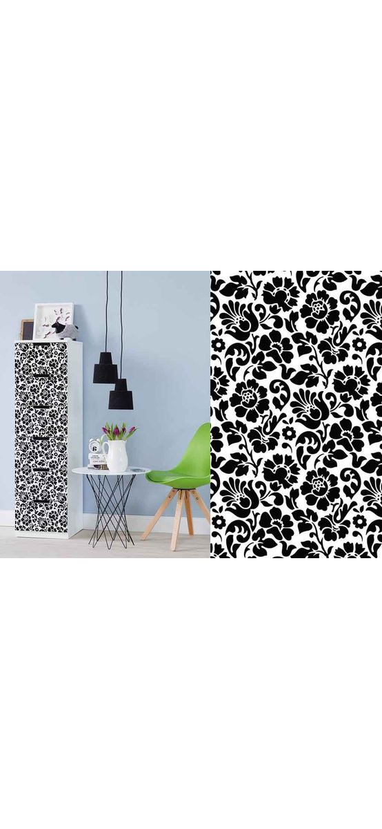 Autocolant decorativ Barock, d-c-fix, model floral, negru, rolă de 45x200 cm
