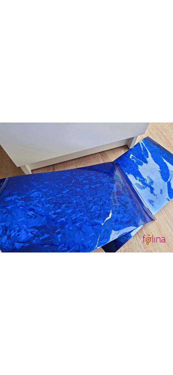 Autocolant mobilă decorativ, Folina, albastru lucios cu model, rolă de 75x300 cm