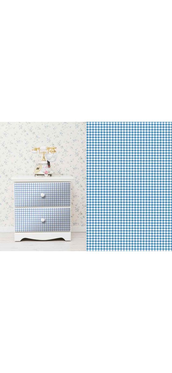 Autocolant decorativ Vichy, d-c-fix, imprimeu pătrățele, albastru, lățime 45 cm