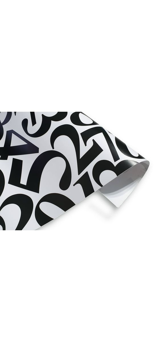 Autocolant mobilă decorativ, Folina, alb cu cifre negre, 100 cm lăţime