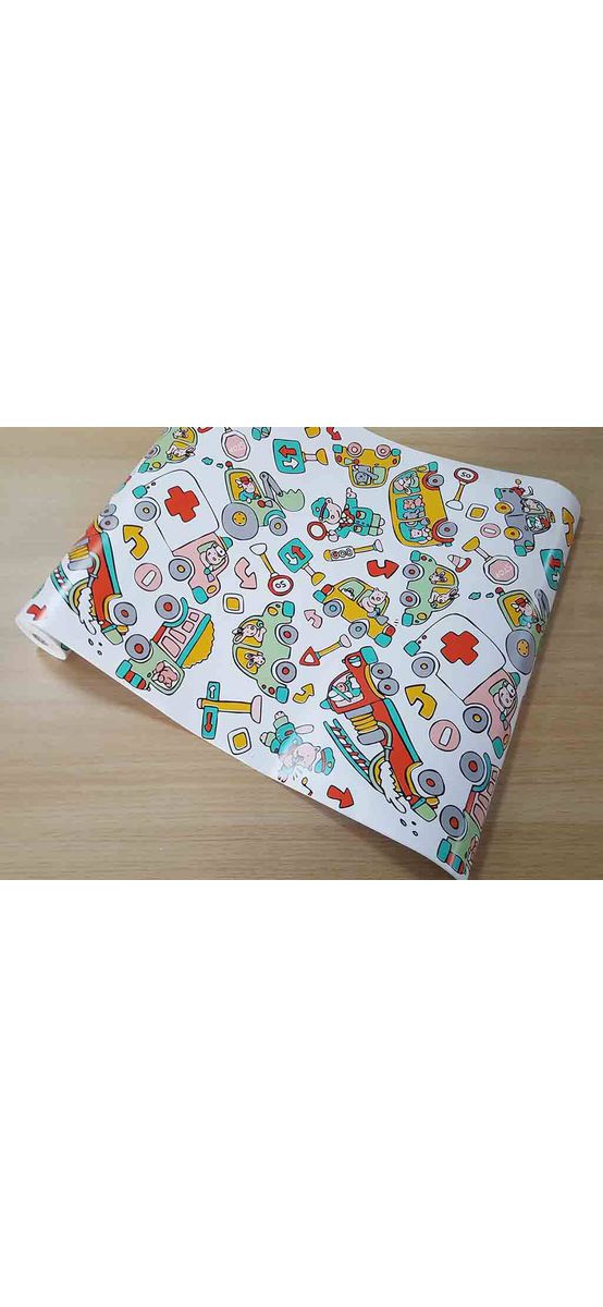 Autocolant decorativ Crazy Traffic, Alkor, imprimeu mașini, multicolor, lățime 45 cm