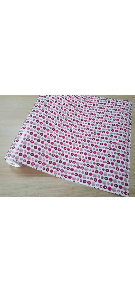 Autocolant mobilă decorativ Bell, d-c-fix, imprimeu cu nasturi roz, rolă de 45cm x 5 metri