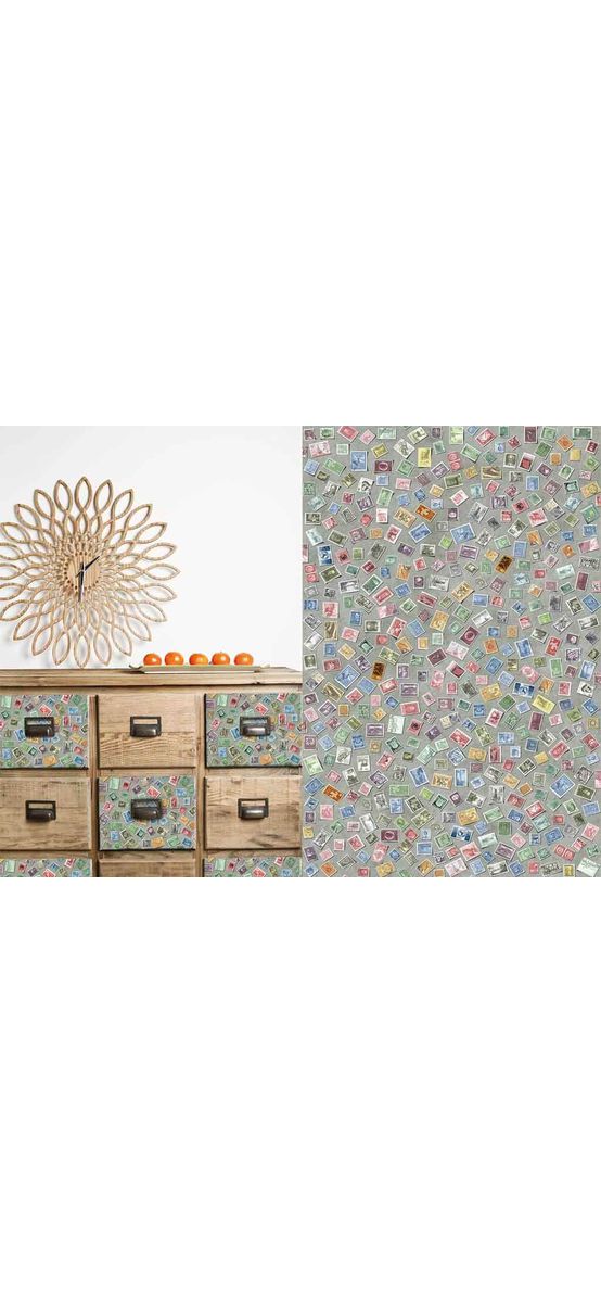 Autocolant decorativ Stampa, d-c-fix, imprimeu timbre, multicolor, 45 x 200 cm
