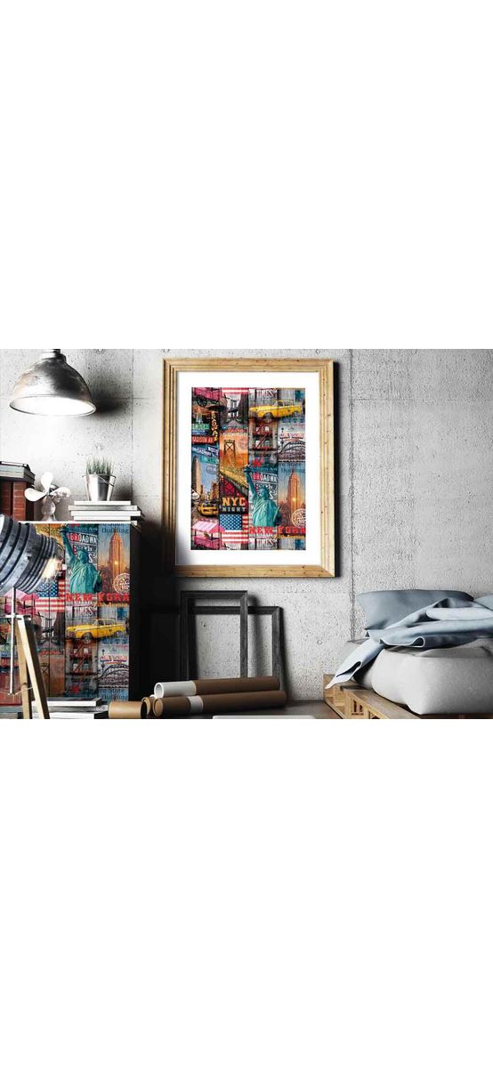 Autocolant mobilă decorativ Manhattan, d-c-fix, colaj de imagini, multicolor, 67x200 cm