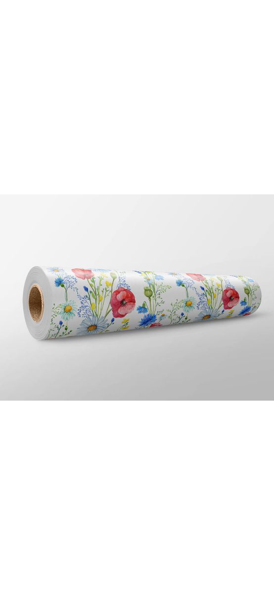 Autocolant mobilă decorativ, Folina, alb cu model floral, 100 cm lăţime, laminare mată