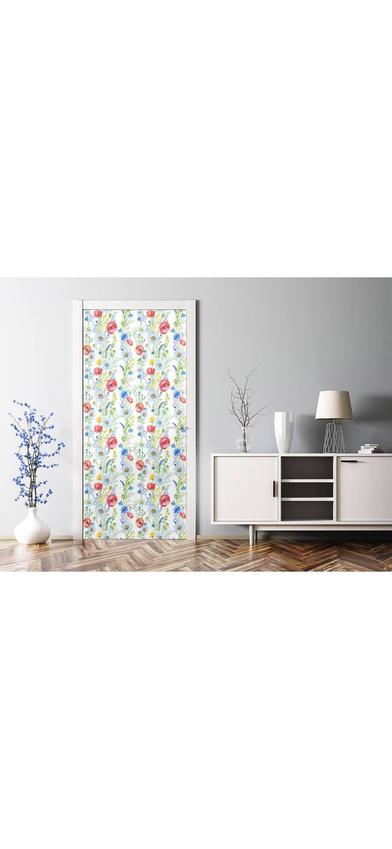 Autocolant mobilă decorativ, Folina, alb cu model floral, 100 cm lăţime, laminare mată