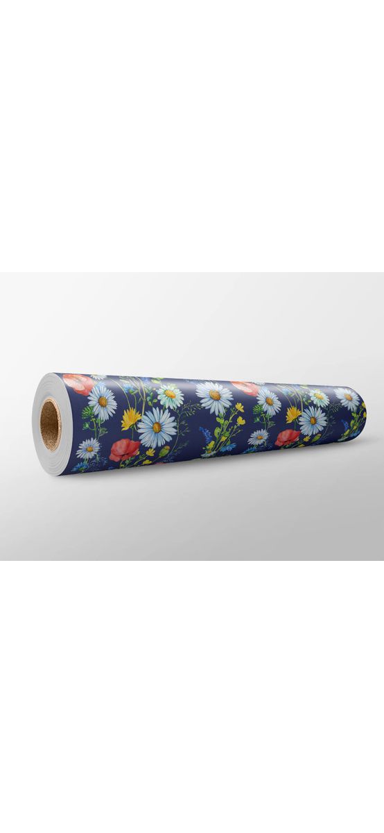 Autocolant mobilă decorativ, Folina, albastru închis cu model floral, 100 cm lăţime, laminare mată