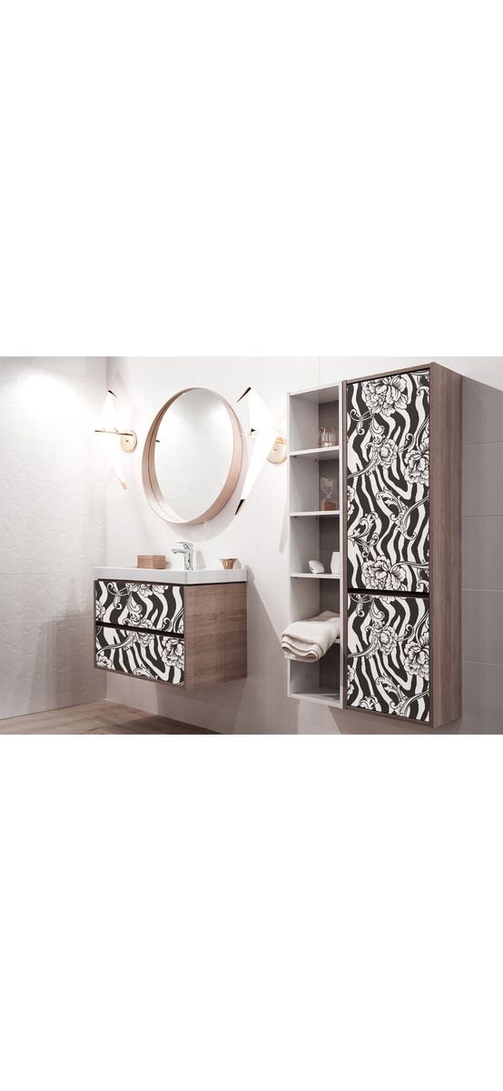 Autocolant mobilă decorativ, Folina, model alb-negru, 100 cm latime