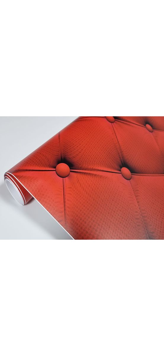 Autocolant mobilă imitaţie tapiţerie roşie, Dimex Chesterfield, rolă de 60x270 cm