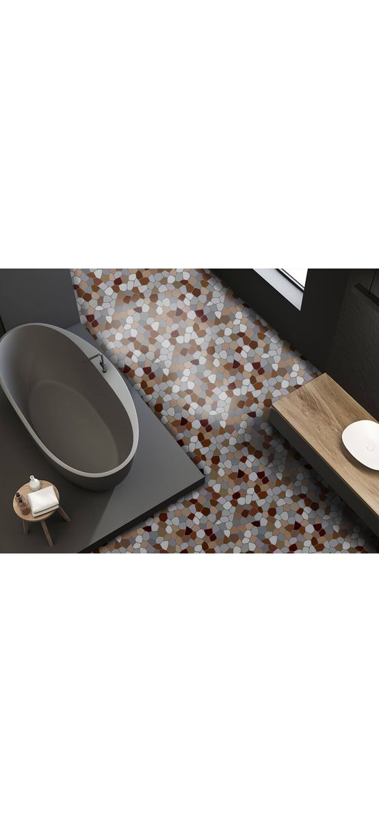 Autocolant gresie şi podele, Folina, mozaic maro, 120 cm lăţime