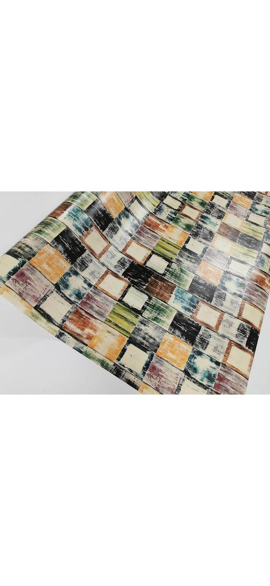 Autocolant mobilă decorativ, cu model geometric Odina, Folina, aspect vintage, multicolor - 120 cm lăţime