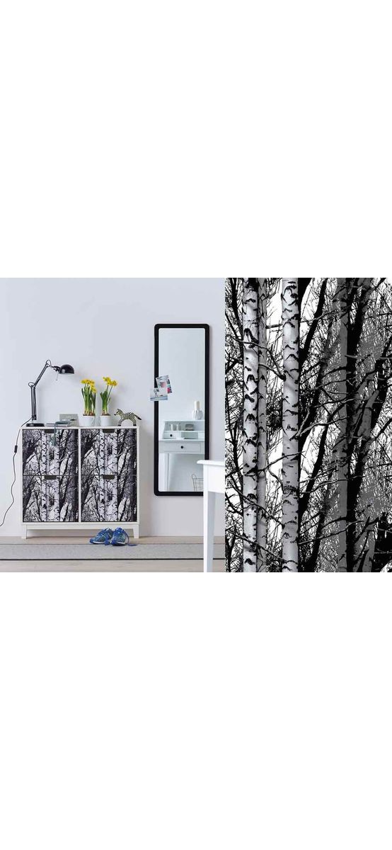 Autocolant decorativ Wood, d-c-fix, imprimeu copaci, alb-negru, lățime 45 cm
