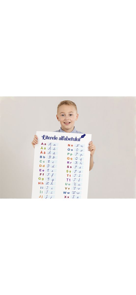 Autocolant educativ cu Literele alfabetului, Folina, rola de 60x100 cm, racletă de aplicare inclusă
