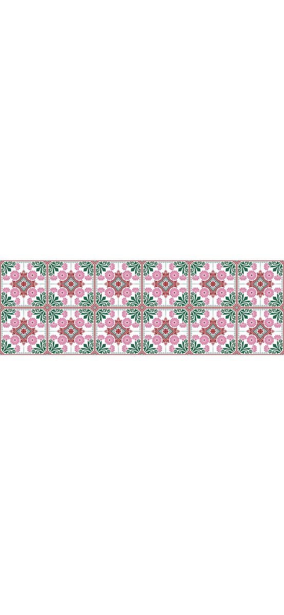 Autocolant perete imitaţie faianţă decorativă roz, Folina, rezistent la apă şi căldură, rolă de 60x200 cm