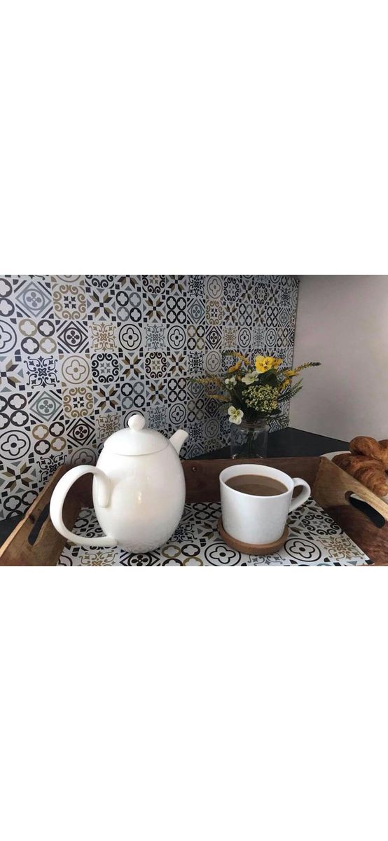 Autocolant perete imitaţie faianţă decorativă bej, Folina Roca, rezistent la apă şi căldură, rolă de 67x200 cm