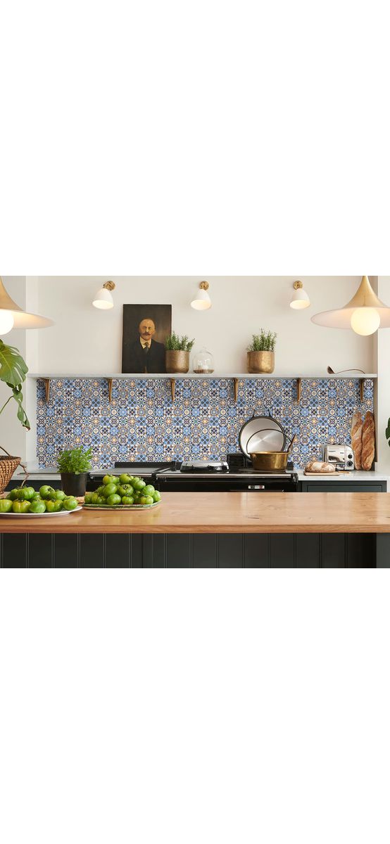 Autocolant perete imitaţie faianţă decorativă albastră, Folina Karin, rezistent la apă şi căldură, rolă de 67x200 cm