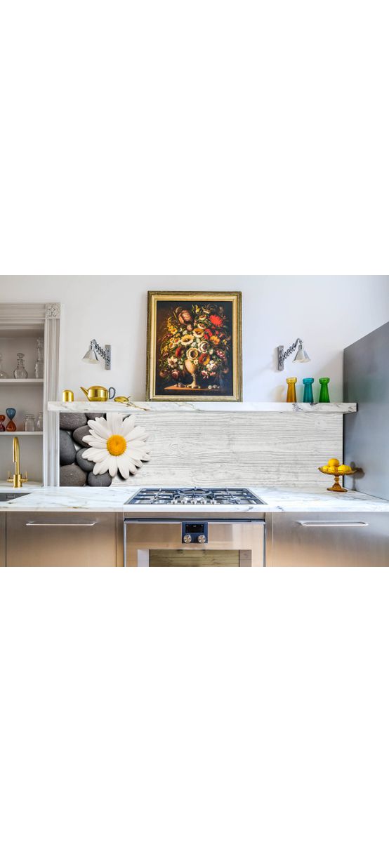 Autocolant perete model cu Margaretă, lemn gri, Folina, rolă de 67x200 cm