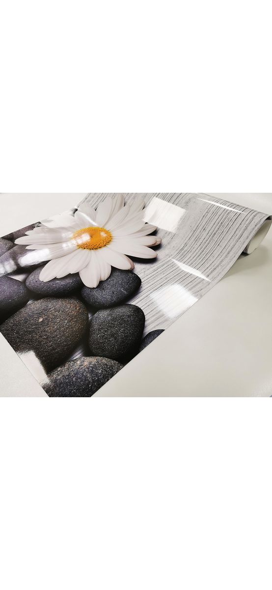 Autocolant perete model cu Margaretă, lemn gri, Folina, rolă de 67x200 cm