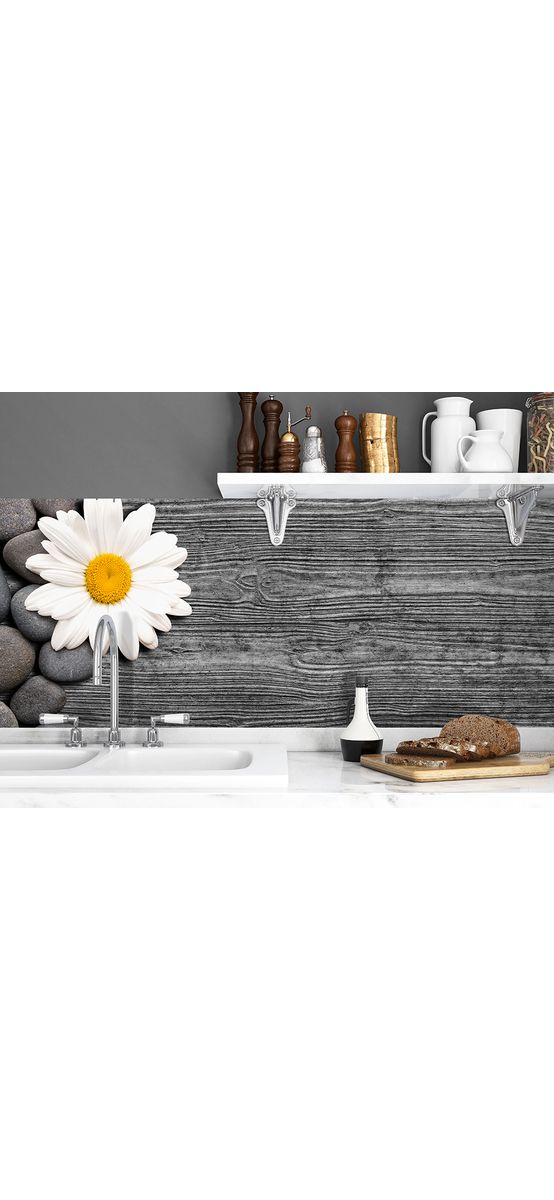 Autocolant perete model cu Margaretă, lemn ars, Folina, rolă de 67x200 cm