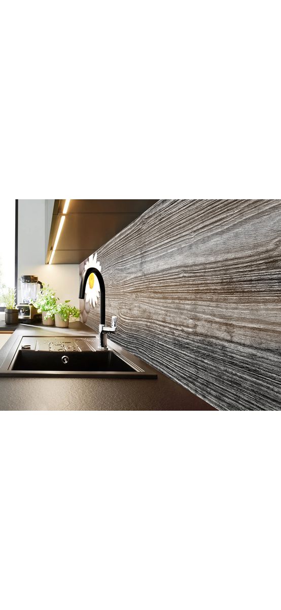 Autocolant perete model cu Margaretă, lemn ars, Folina, rolă de 67x200 cm
