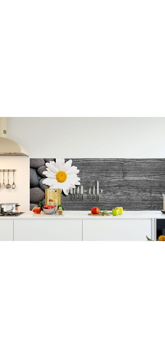 Autocolant perete model cu Margaretă, lemn ars, Folina, rolă de 67x200 cm