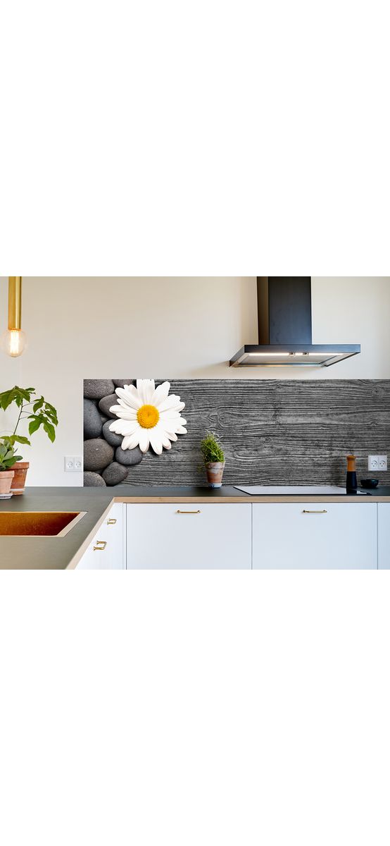 Autocolant perete model cu Margaretă, lemn ars, Folina, rolă de 67x200 cm