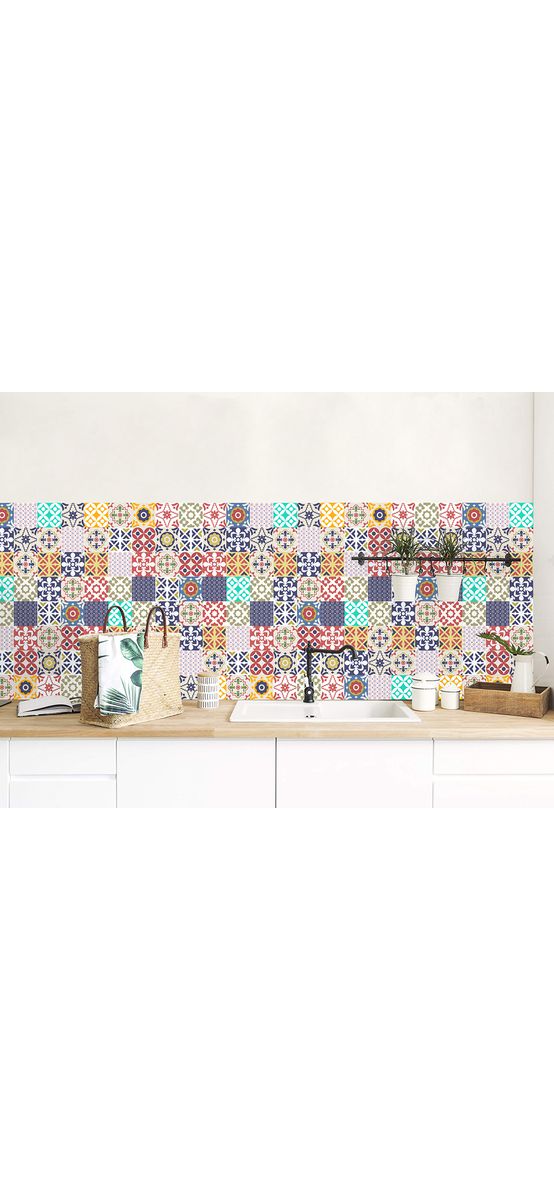 Autocolant perete imitaţie faianţă decorativă colorată, Folina Fredy, material rezistent la apă, rolă de 67x200 cm