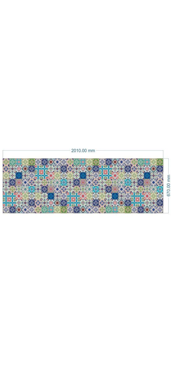 Autocolant perete imitaţie faianţă decorativă colorată, Folina Patchwork Blue, rezistent la apă şi căldură, rolă 67x200 cm