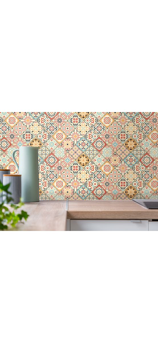 Autocolant perete imitaţie faianţă decorativă bej, Folina Sole, rezistent la apă şi căldură, rolă de 67x200 cm