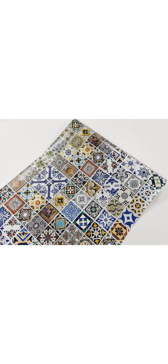 Autocolant perete backsplash, Dimex Portugal Tiles, faianţa decorativă multicoloră, rezistent la apă şi căldură, rolă de 60x350 cm
