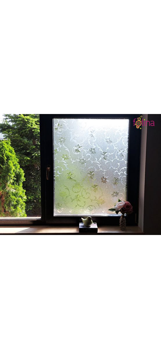 Folie geam autoadezivă, Folina, sablare cu model floral clasic, 120 cm lăţime