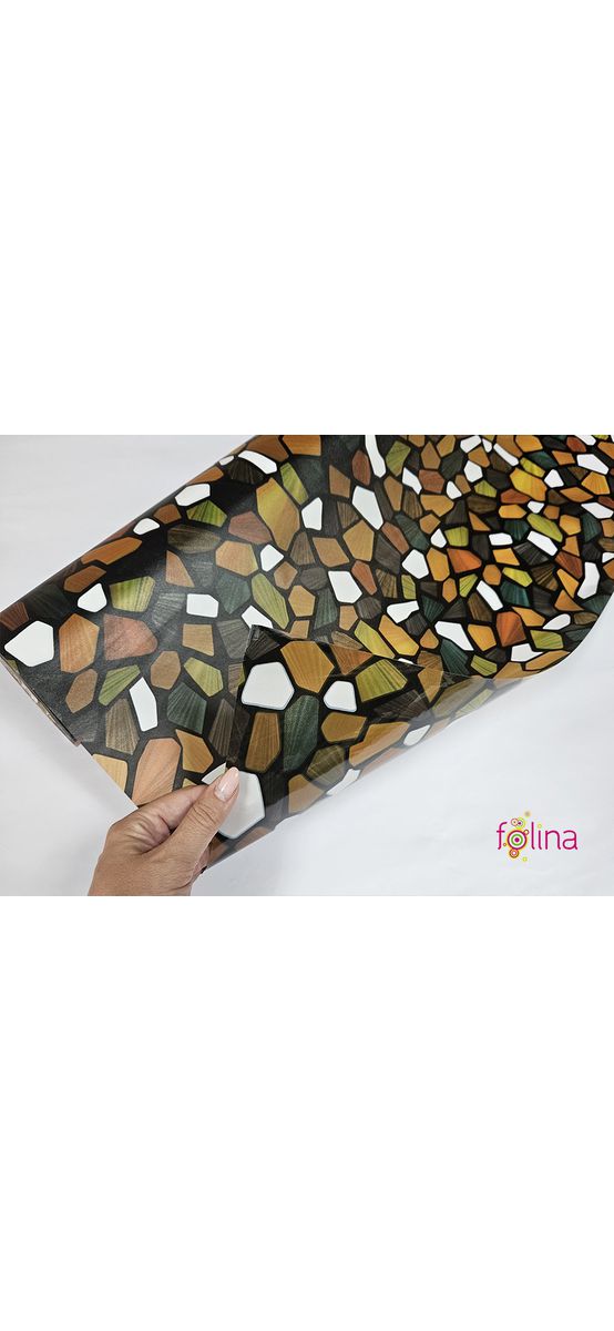 Folie geam autoadezivă, Folina 9877, sablare mozaic colorat, 90 cm lăţime