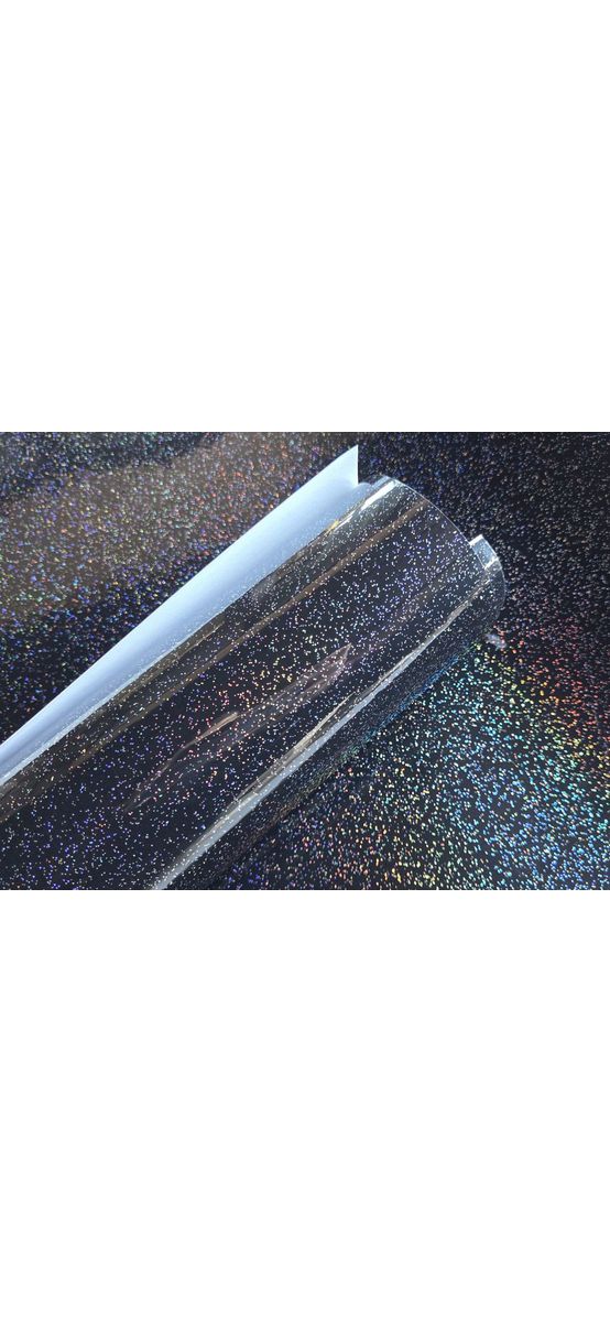Autocolant negru lucios Holografic Sparkle 75x200 cm – efect glitter multicolor