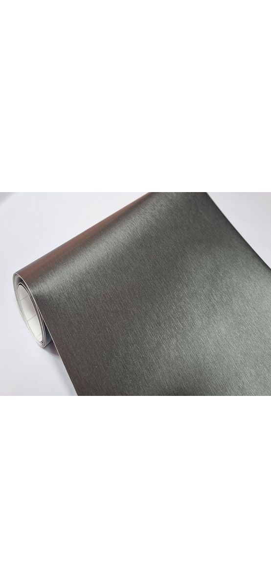 Autocolant gri antracit cu efect metalic Brushed, folie autoadezivă bubblefree, rolă de 152x250 cm, cu racletă pentru aplicare