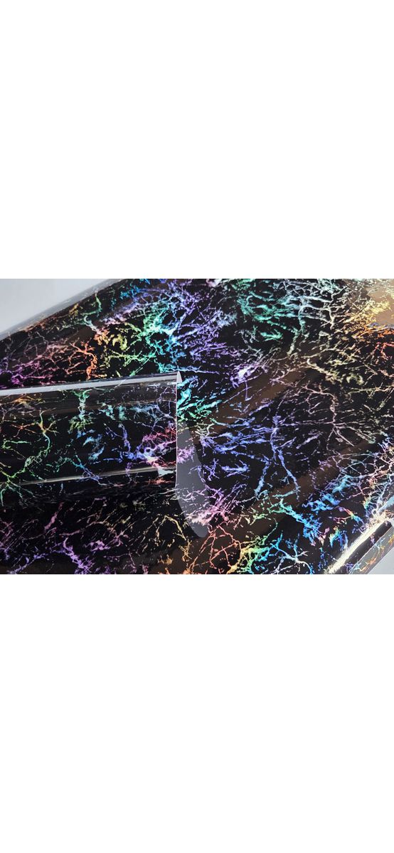 Autocolant marmură neagră cu efect holografic, Magic Marble - 75x250 cm