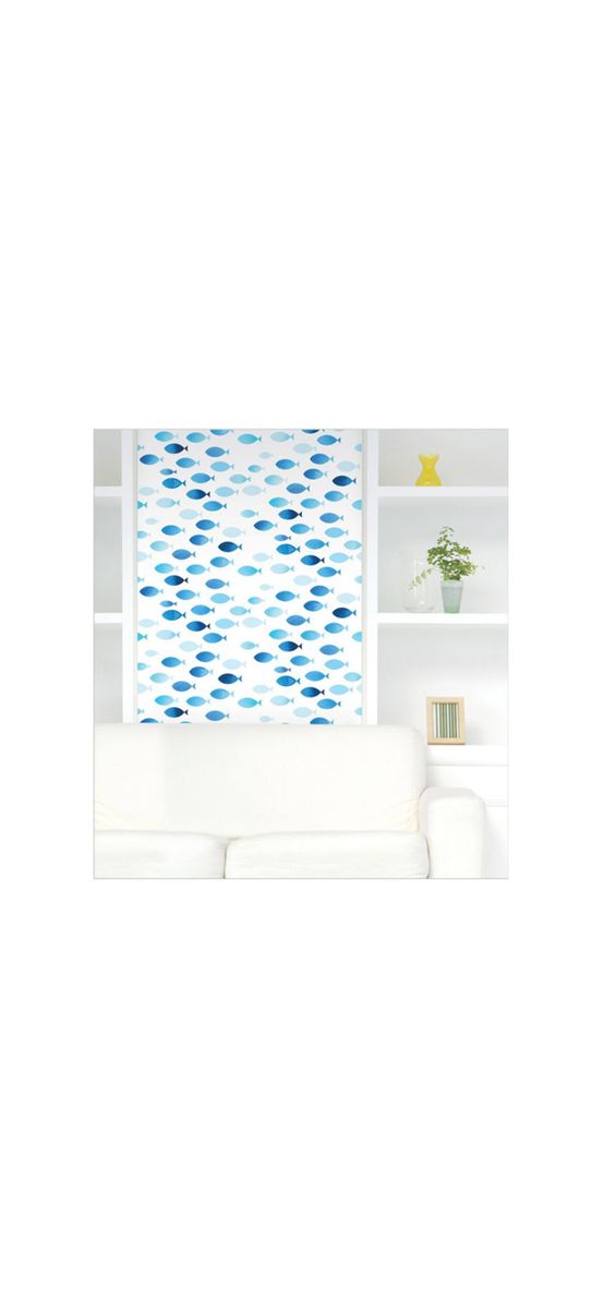 Autocolant mobilă decorativ Azuleo, MagicFix, model geometric albastru, 100 cm lăţime