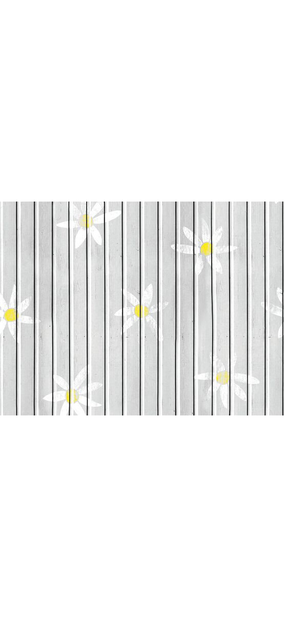 Autocolant uşă, Folina, model lemn gri cu flori margarete, dimensiune autocolant 92x205 cm