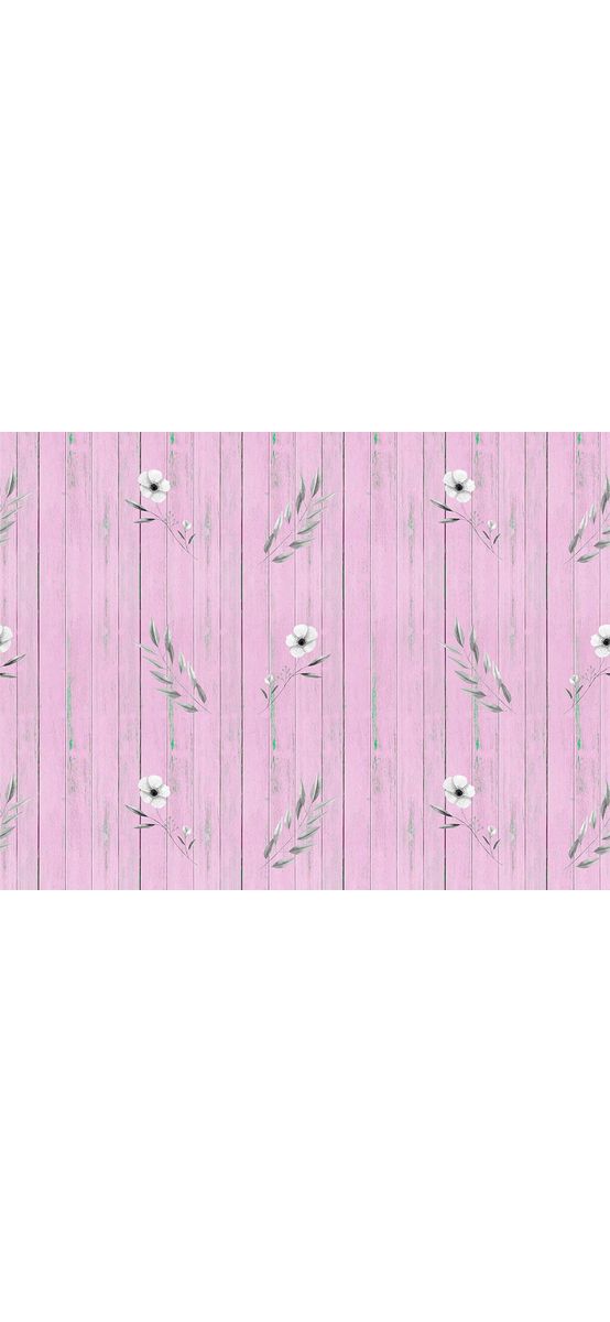 Autocolant uşă, Folina, model lemn roz cu flori, dimensiune autocolant 92x205 cm