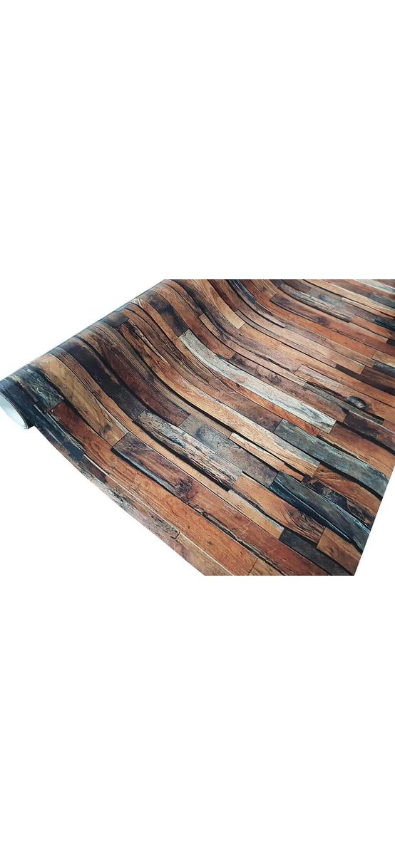 Autocolant mobilă decorativ, Folina, model scânduri maro, 100 cm lăţime