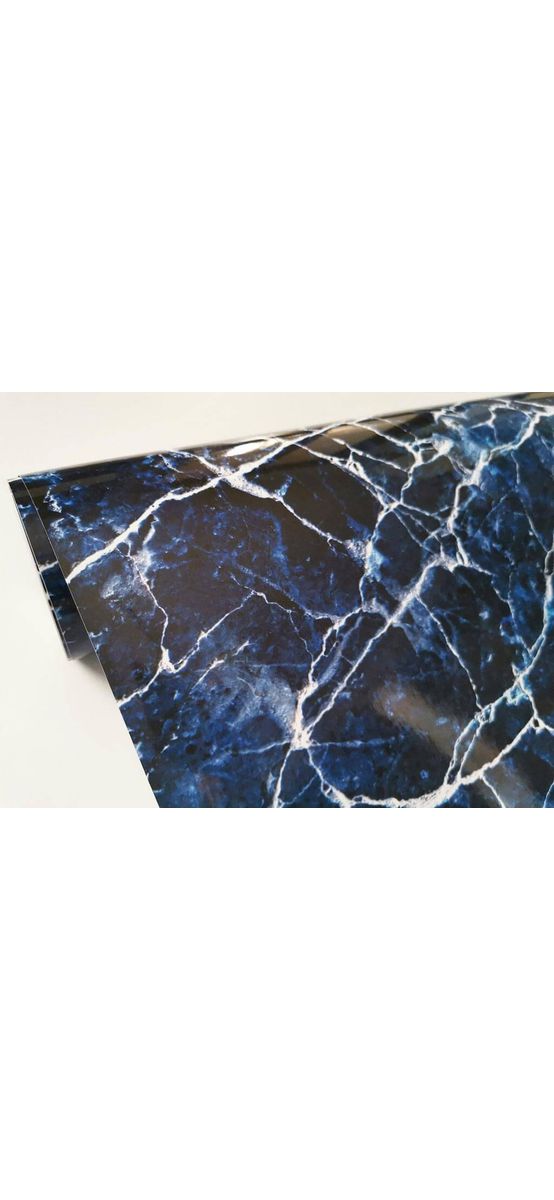 Autocolant marmură albastră, Folina, aspect lucios - 100 cm lăţime