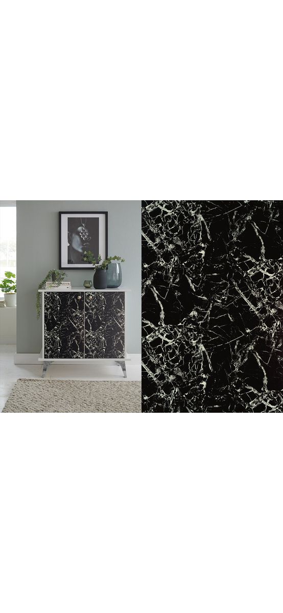 Autocolant mobilă imitaţie marmură neagră, d-c-fix Marmora Black, rolă de 67 x 150 cm