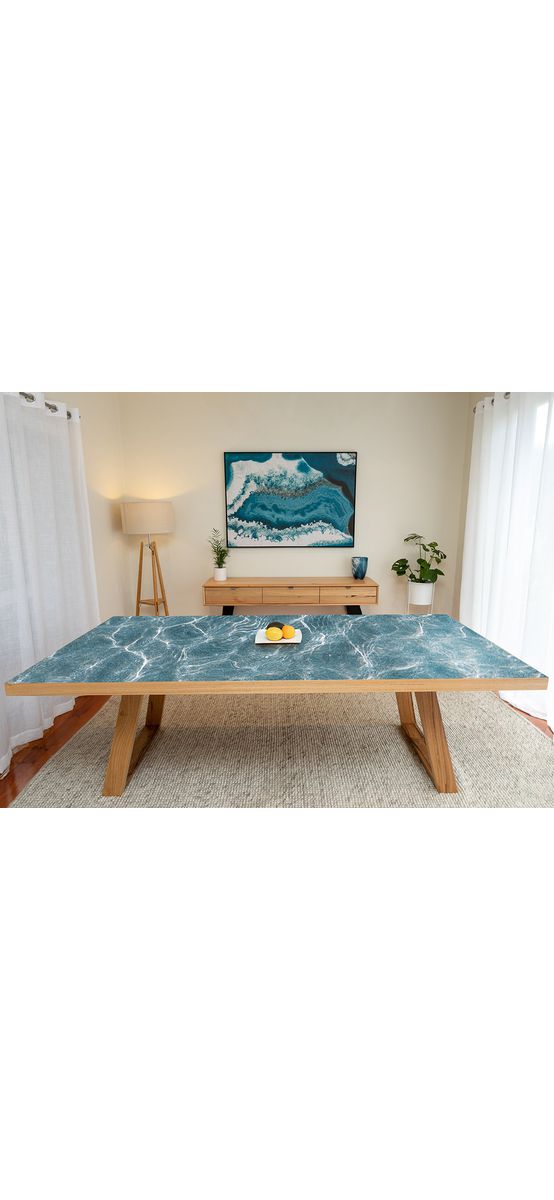 Autocolant blat masă, model apă cristalină, 100 x 200 cm. racletă inclusă