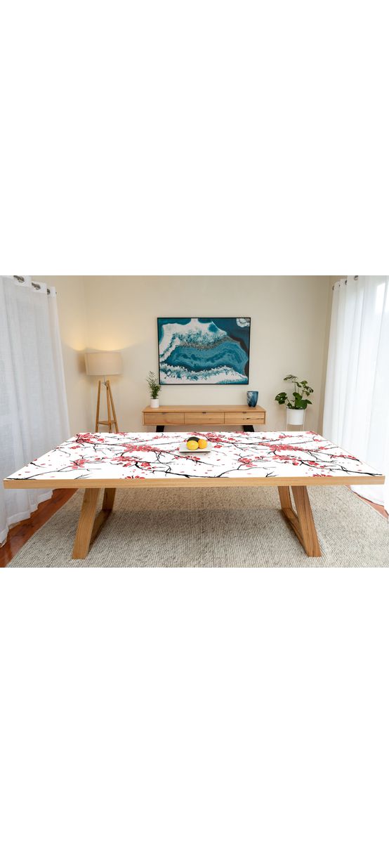 Autocolant blat masă, model cireș japonez, 100 x 200 cm, racletă inclusă