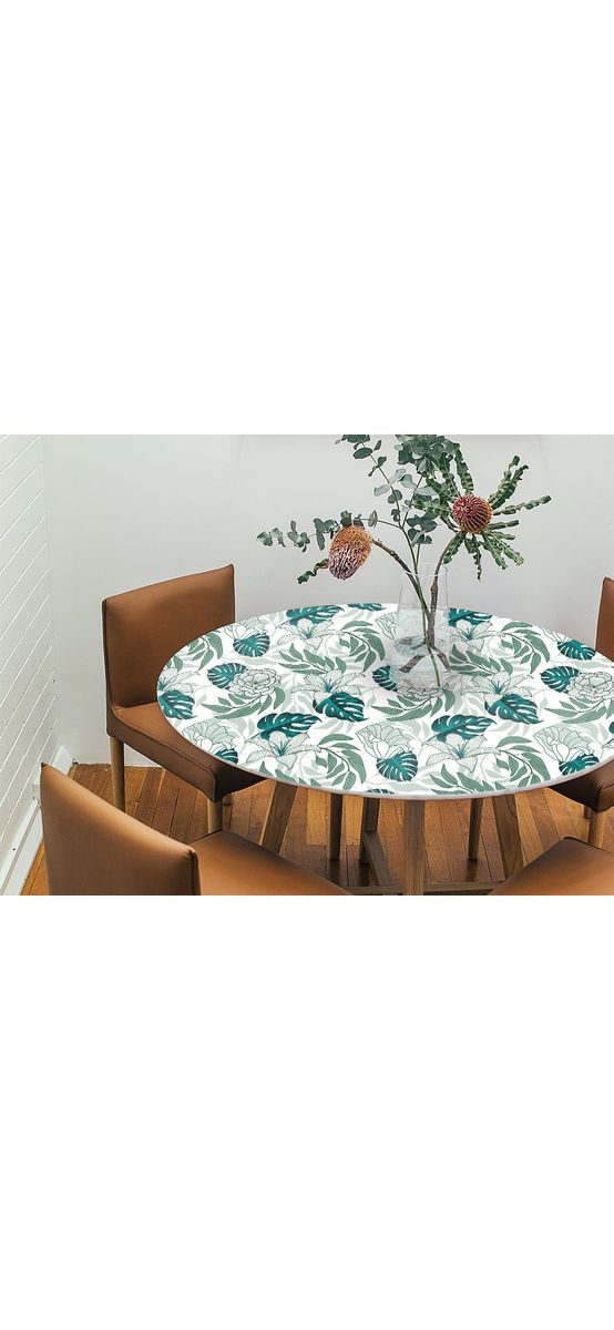 Autocolant blat masă, model frunze tropicale, 100 x 200 cm, racletă inclusă