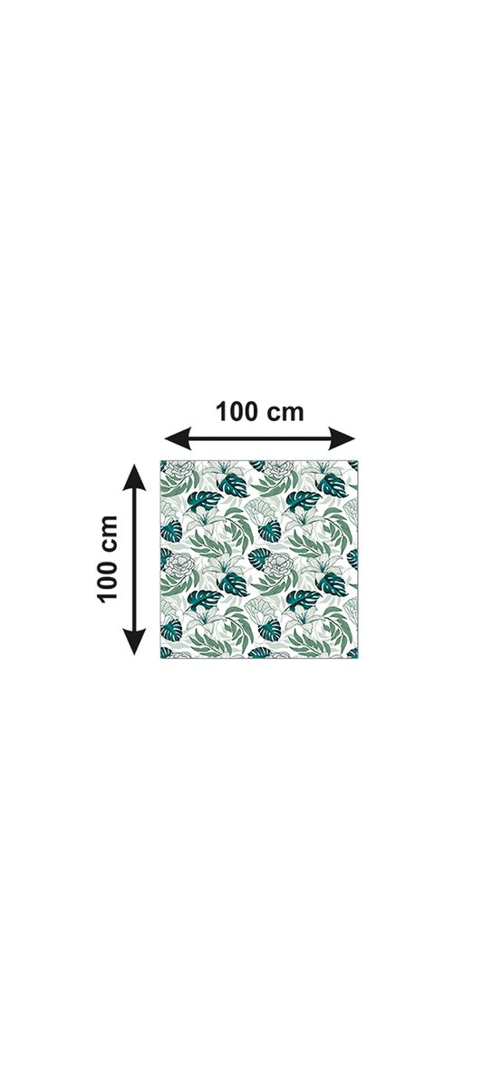 Autocolant blat masă, model frunze tropicale, 100 x 100 cm, racletă inclusă